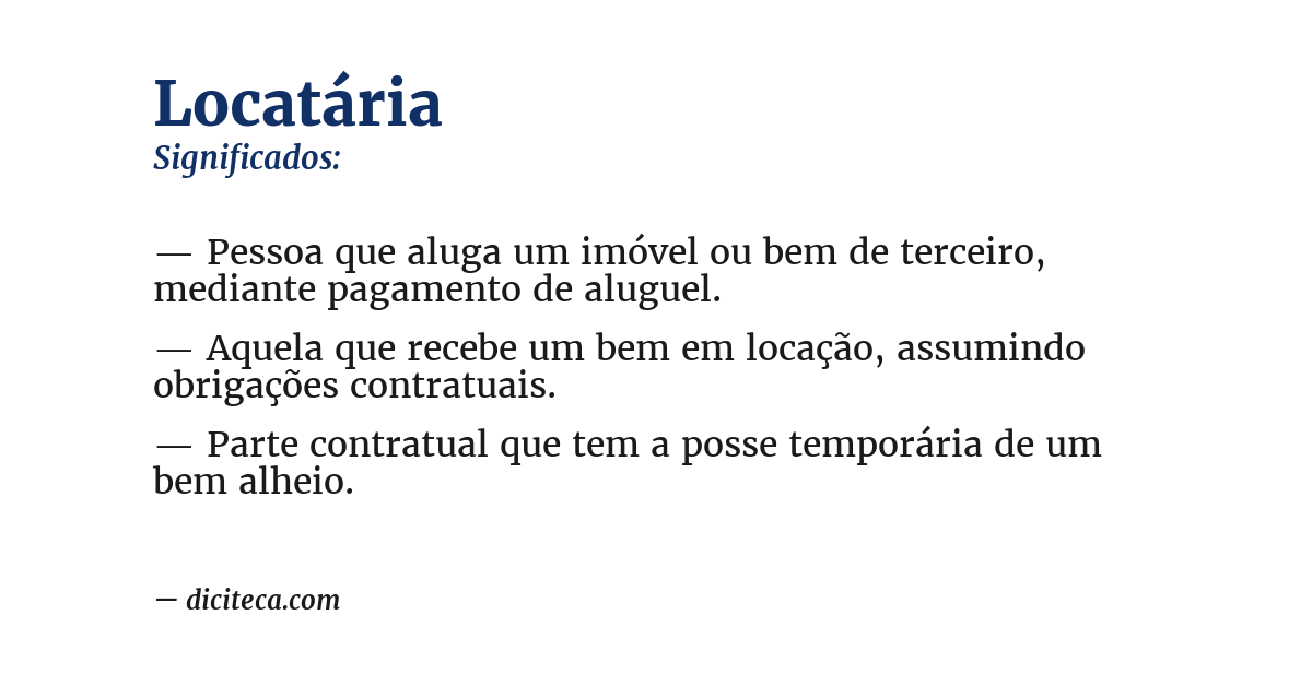 Significado de locatária