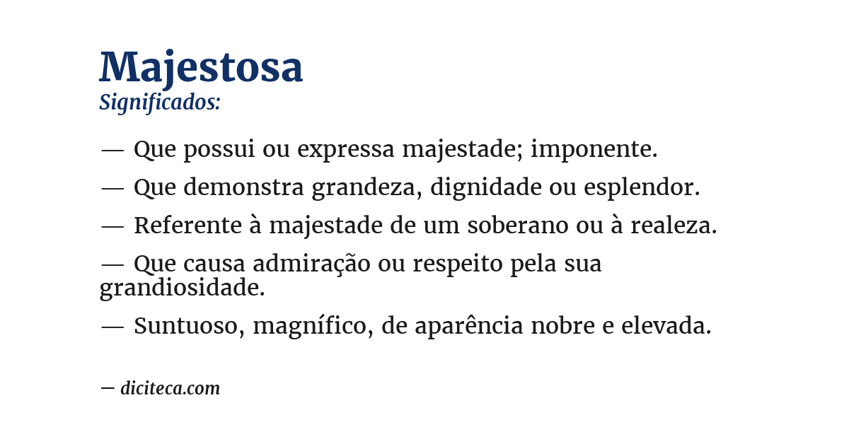 Significado de majestosa