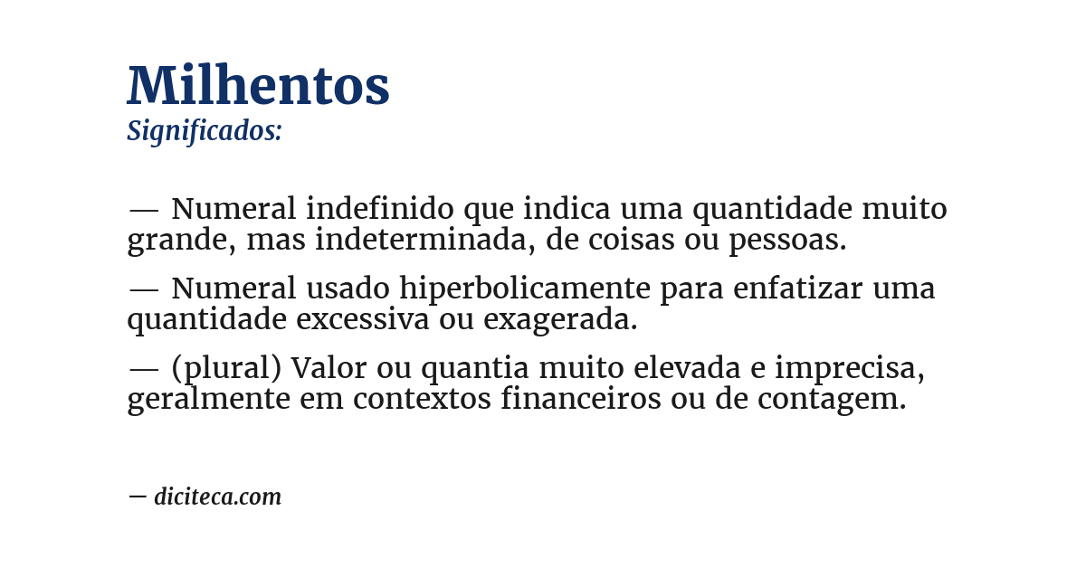 Significado de milhentos