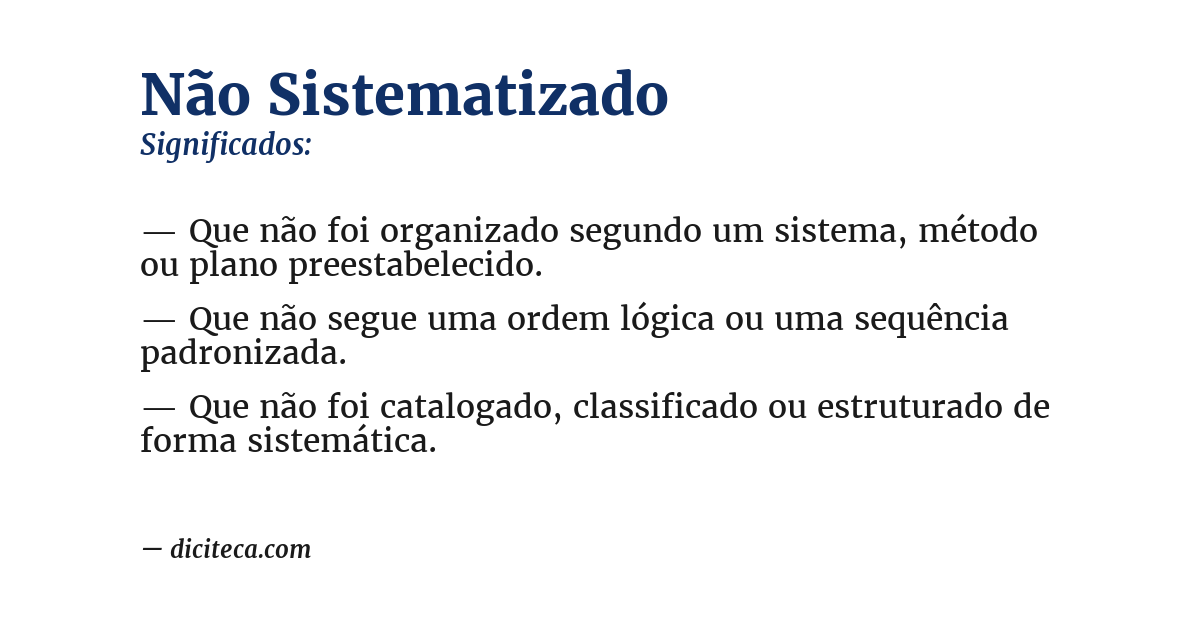 Significado de não sistematizado