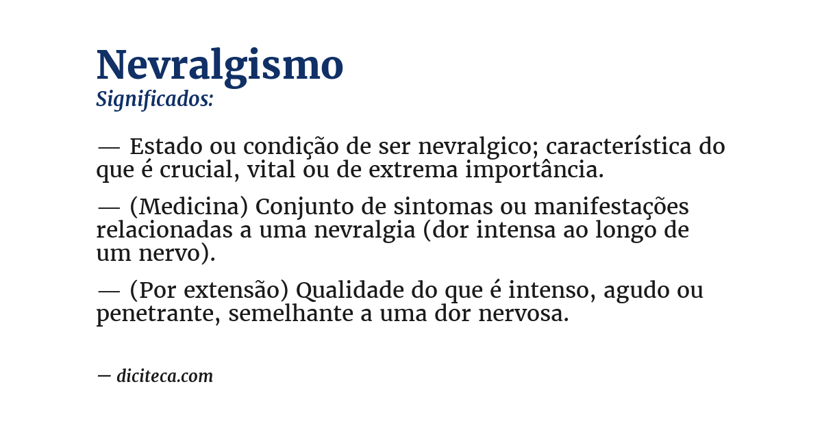 Significado de nevralgismo