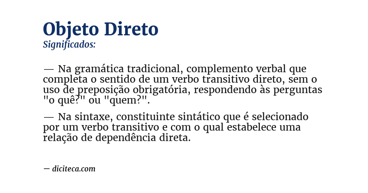 Significado de objeto direto