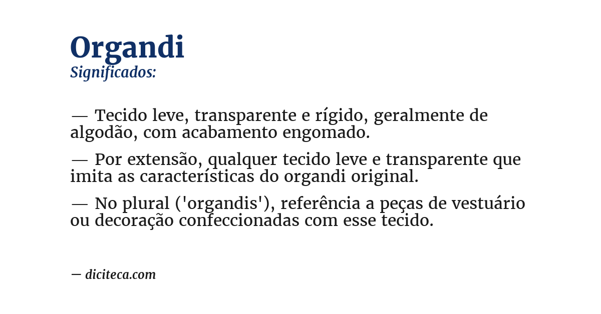Significado de organdi