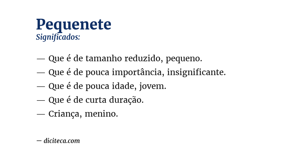Significado de pequenete