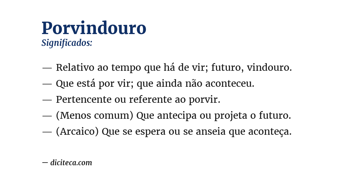 Significado de porvindouro