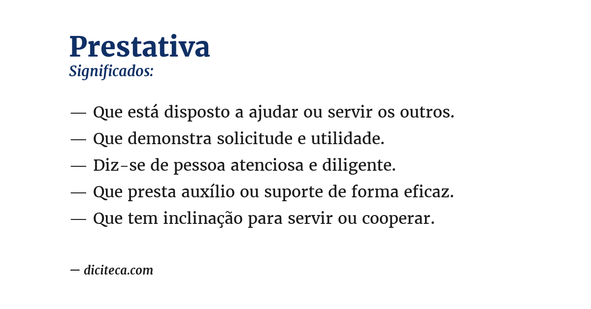 Significado de prestativa