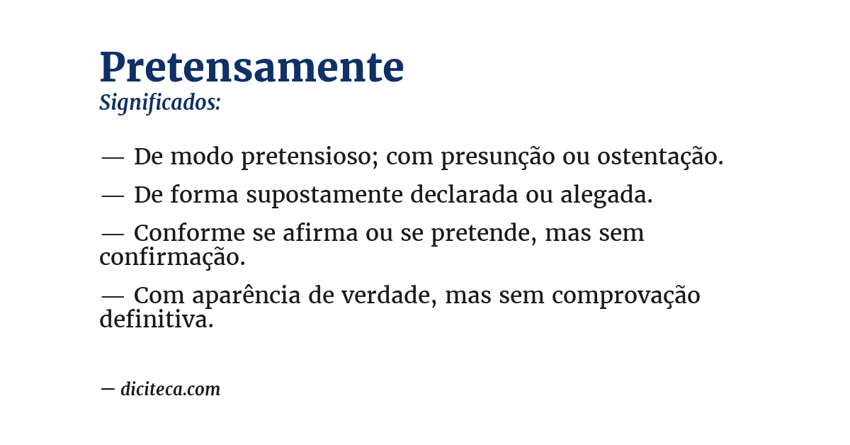 Significado de pretensamente
