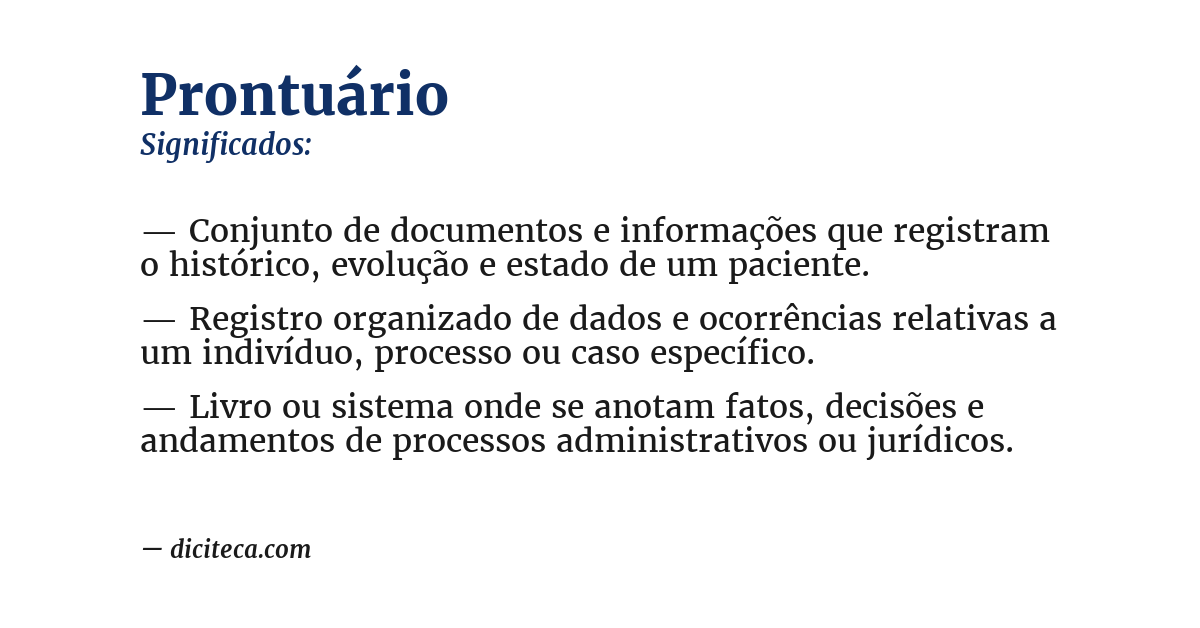 Significado de prontuário