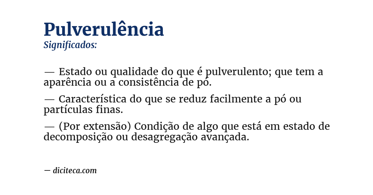 Significado de pulverulência