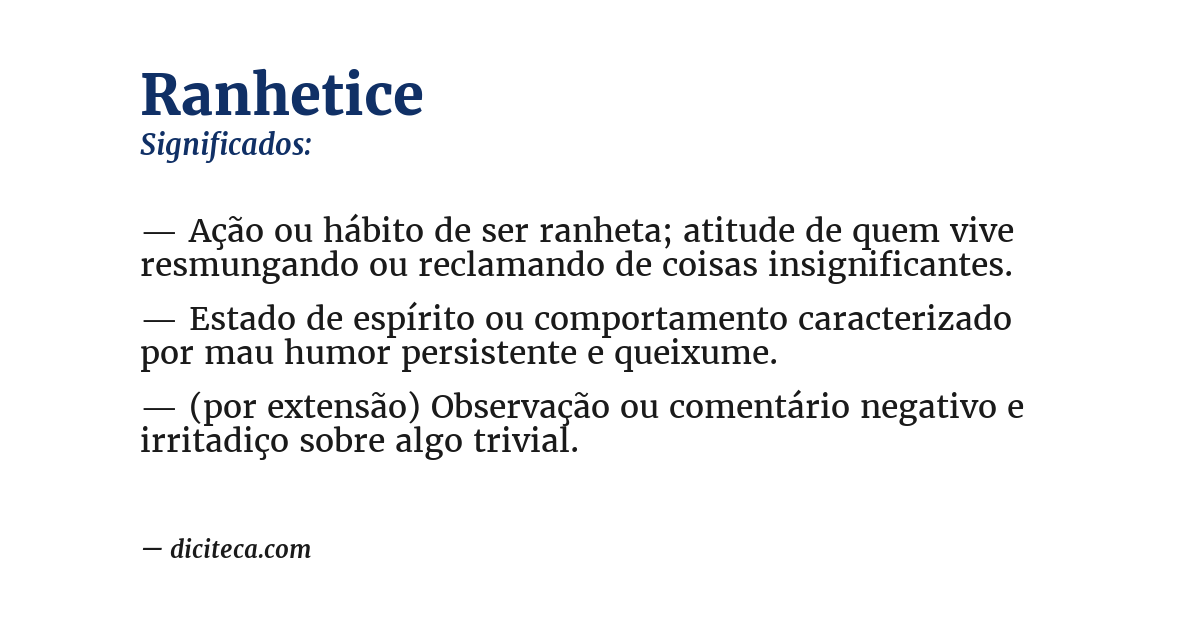 Significado de ranhetice