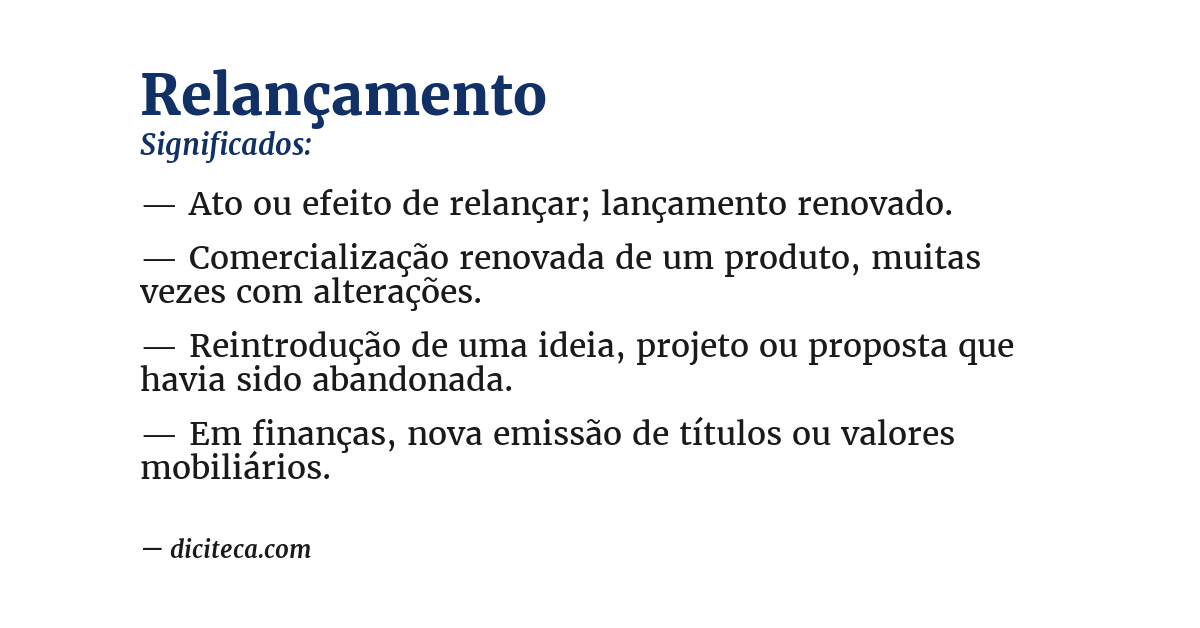 Significado de relançamento