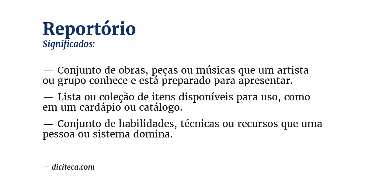Significado de reportório