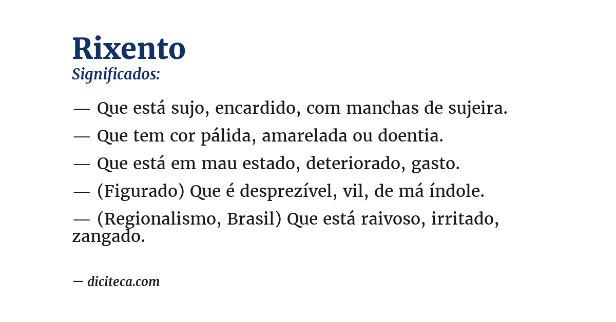 Significado de rixento