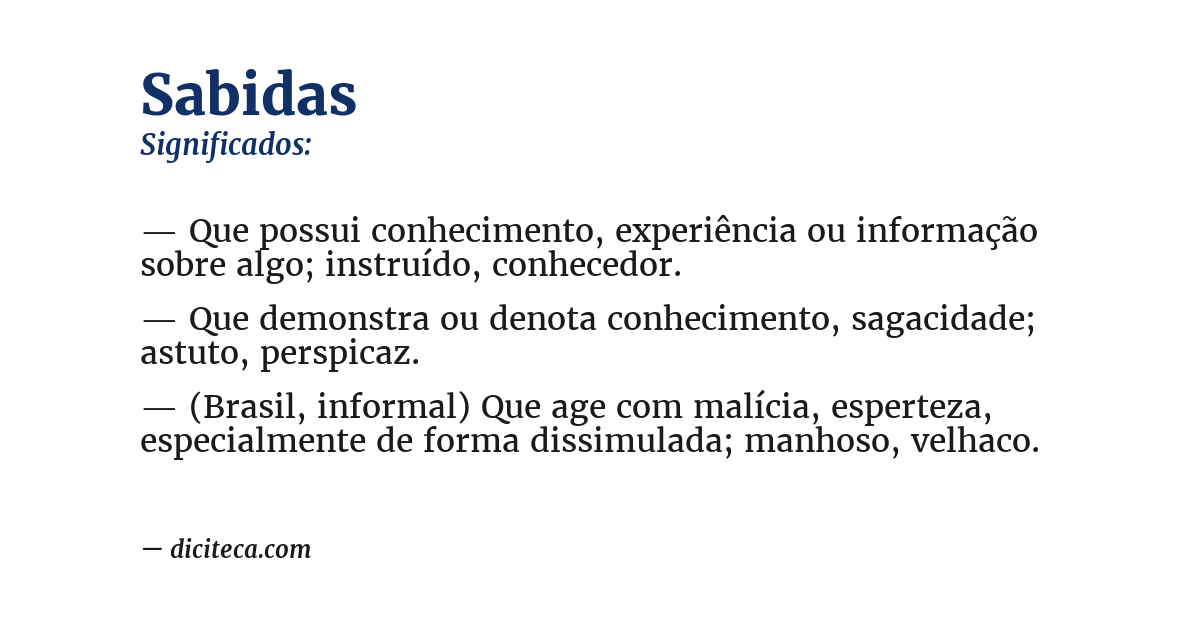 Significado de sabidas