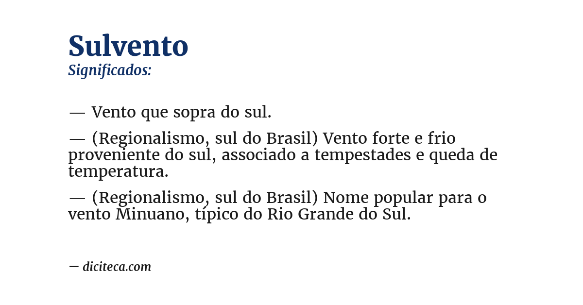 Significado de sulvento