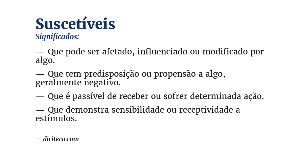 Significado de suscetíveis