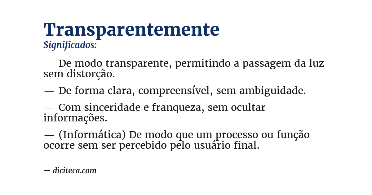 Significado de transparentemente