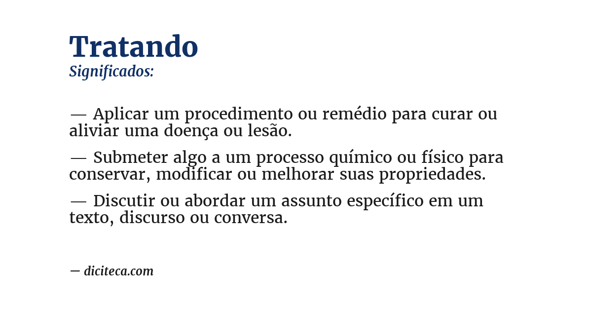 Significado de tratando