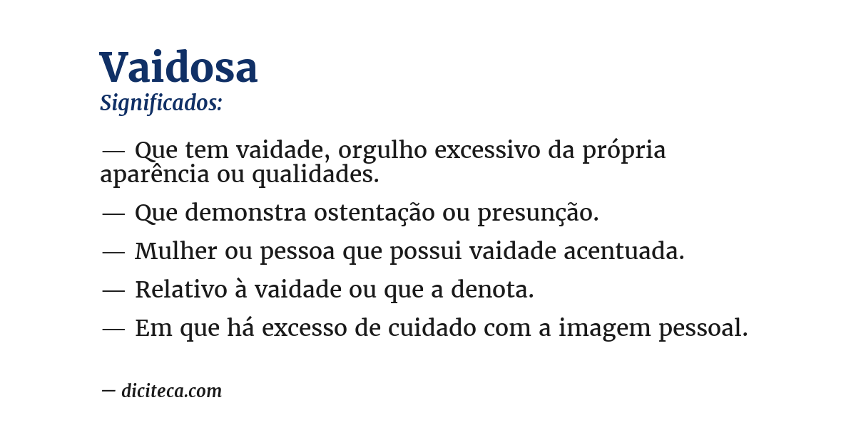 Significado de vaidosa
