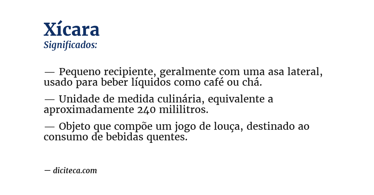 Significado de xícara