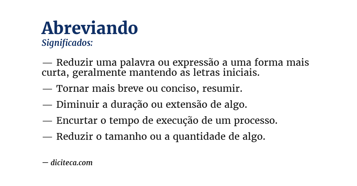 Significado de abreviando