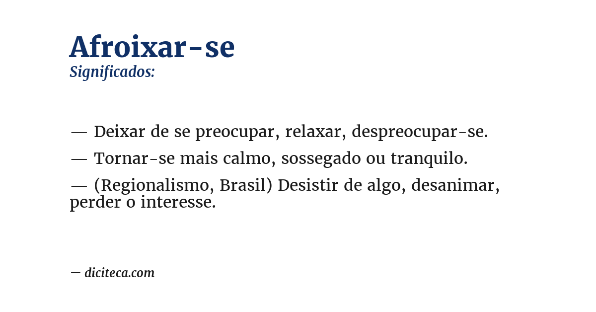 Significado de afroixar-se