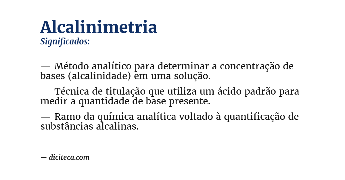 Significado de alcalinimetria