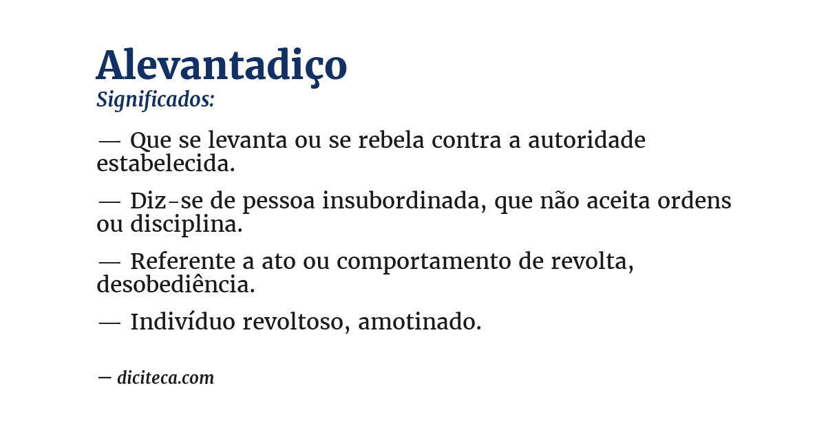 Significado de alevantadiço
