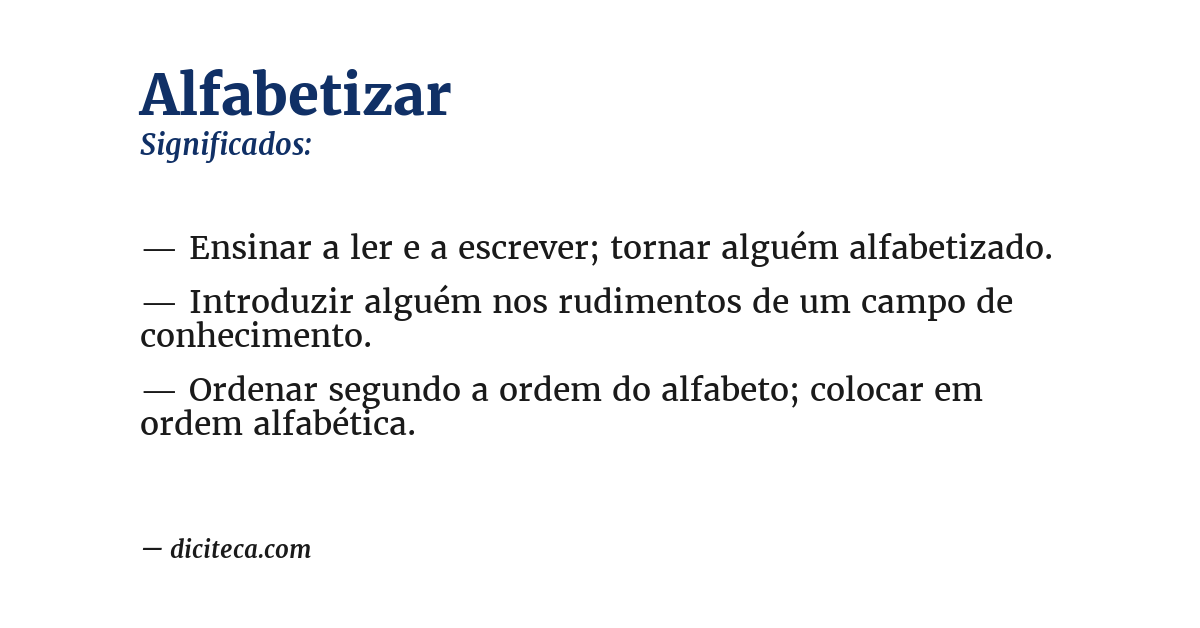Significado de alfabetizar