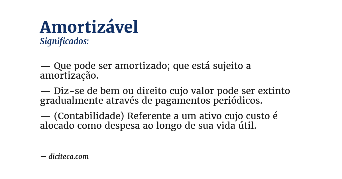Significado de amortizável