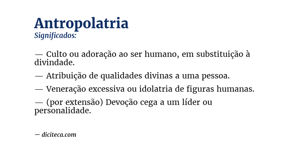 Significado de antropolatria