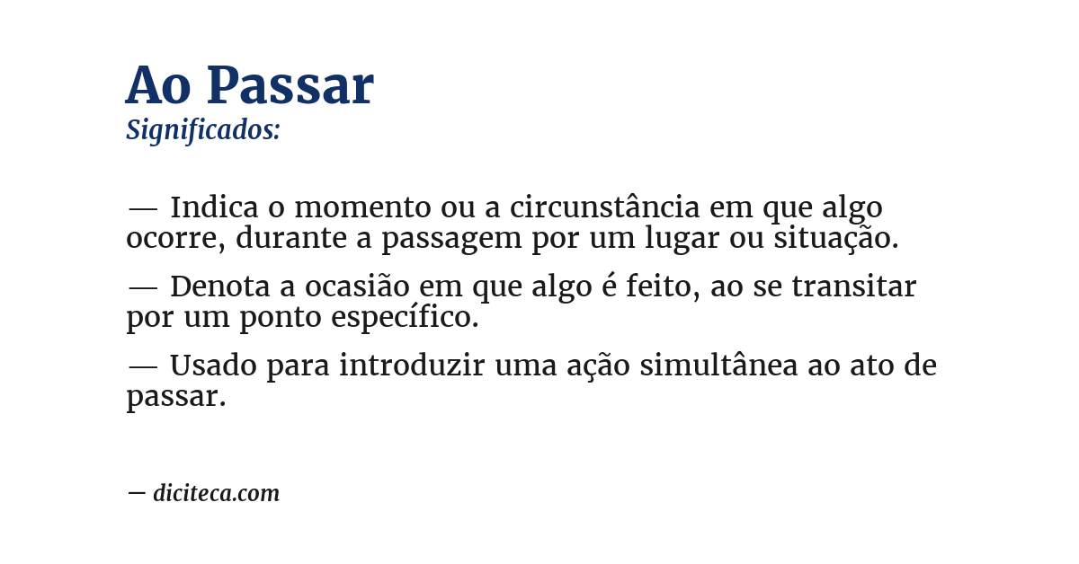 Significado de ao passar