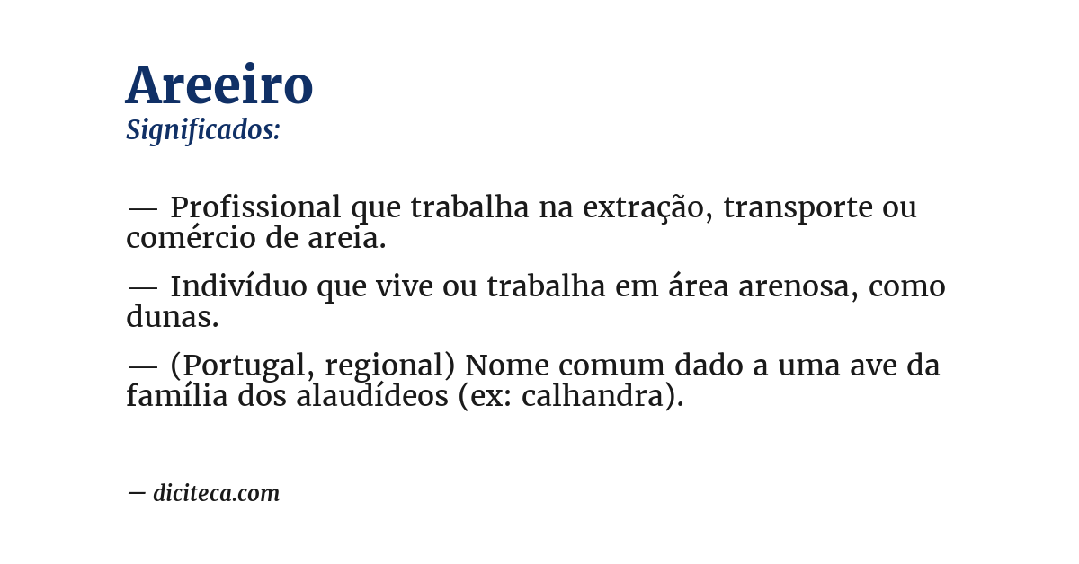 Significado de areeiro