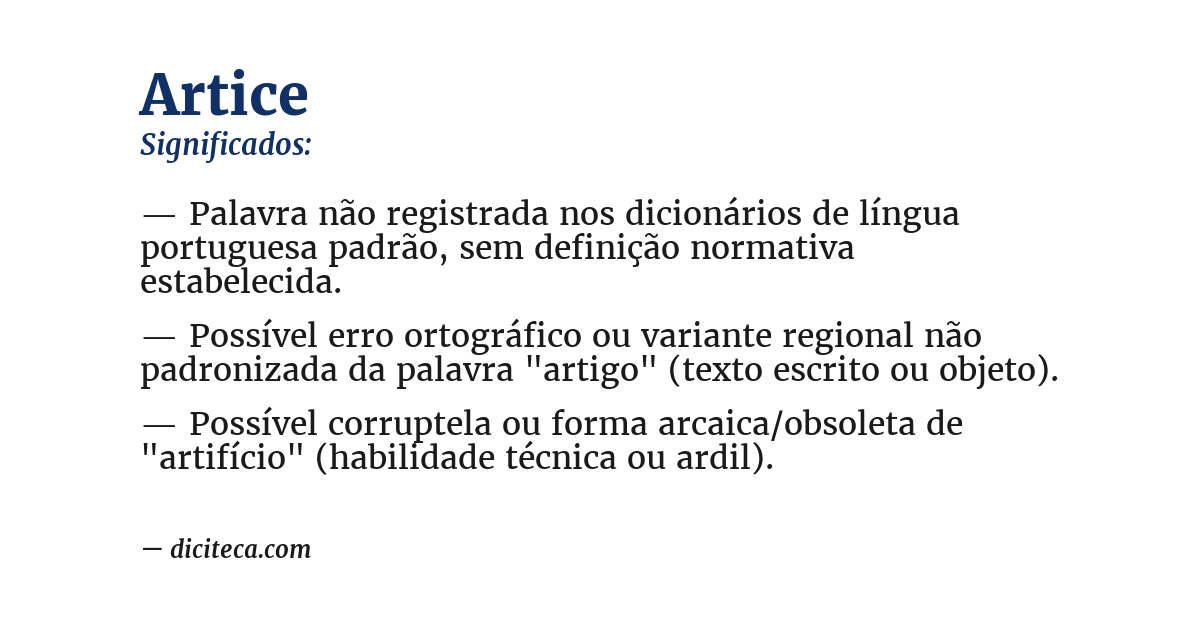 Significado de artice