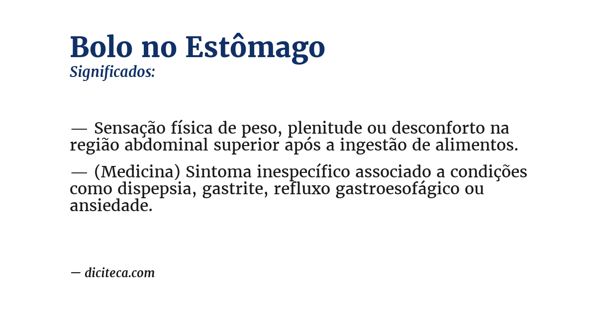 Significado de bolo no estômago