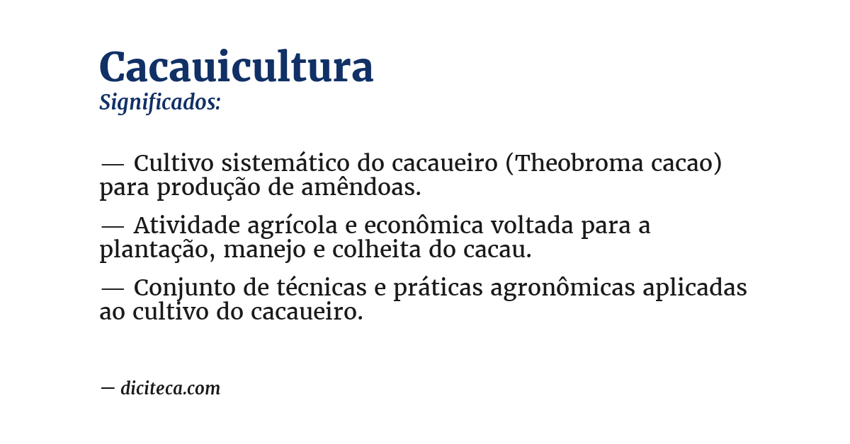 Significado de cacauicultura