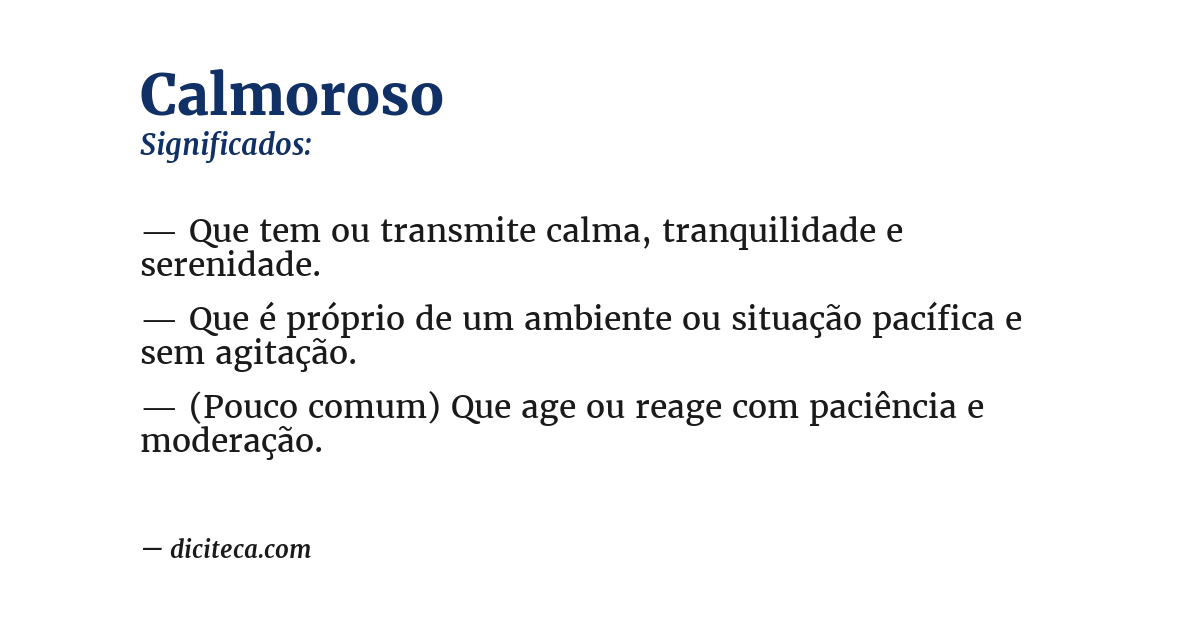Significado de calmoroso