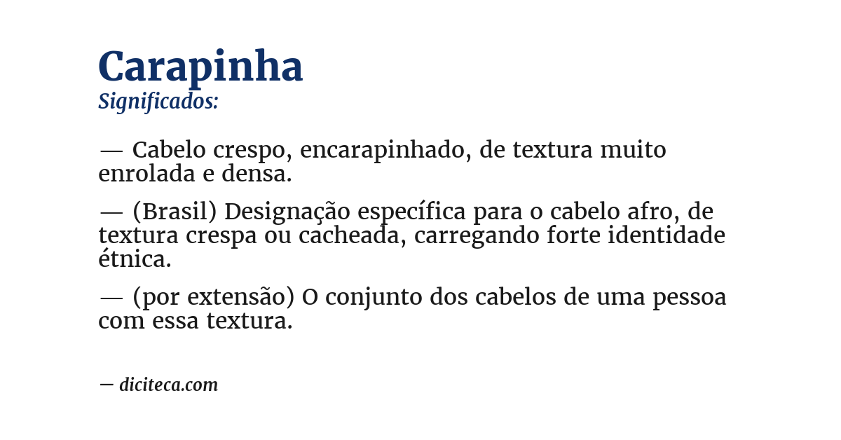 Significado de carapinha