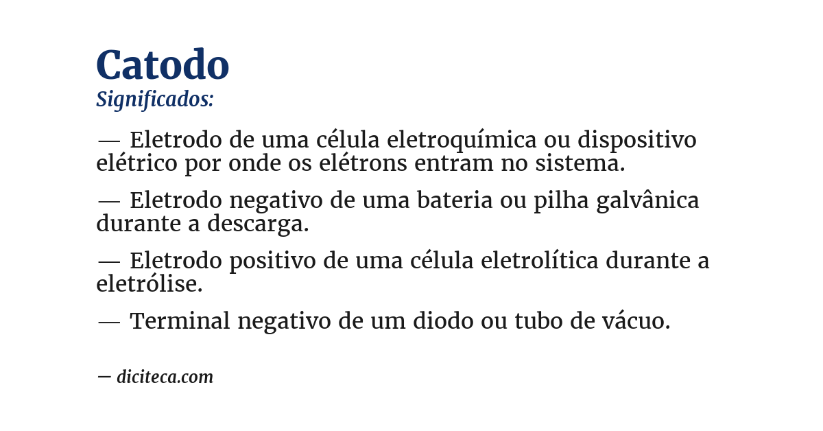 Significado de catodo