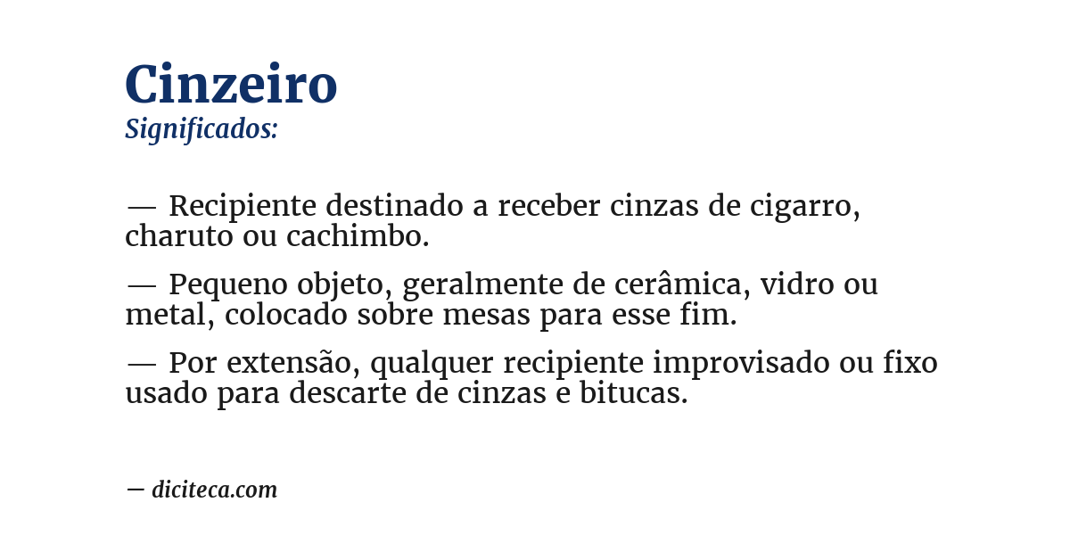 Significado de cinzeiro