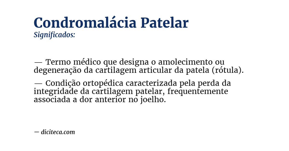 Significado de condromalácia patelar