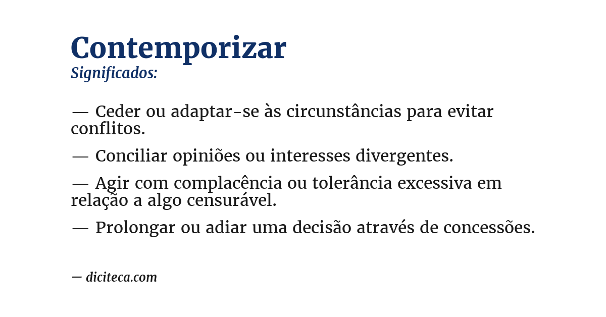 Significado de contemporizar
