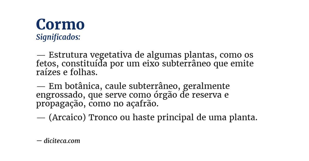Significado de cormo