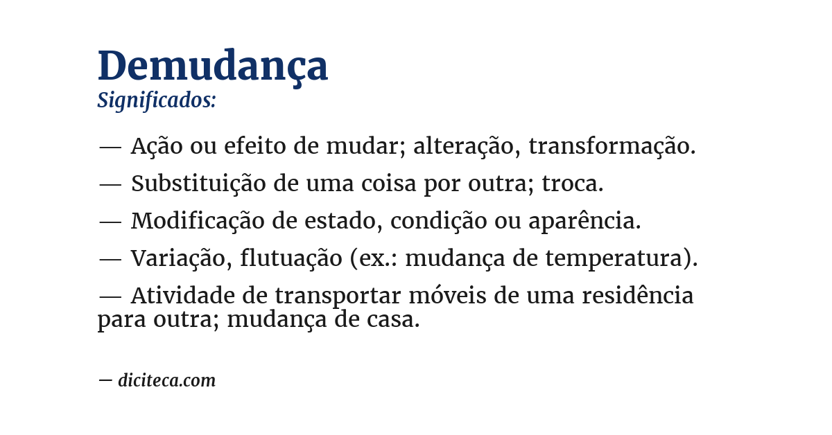 Significado de demudança