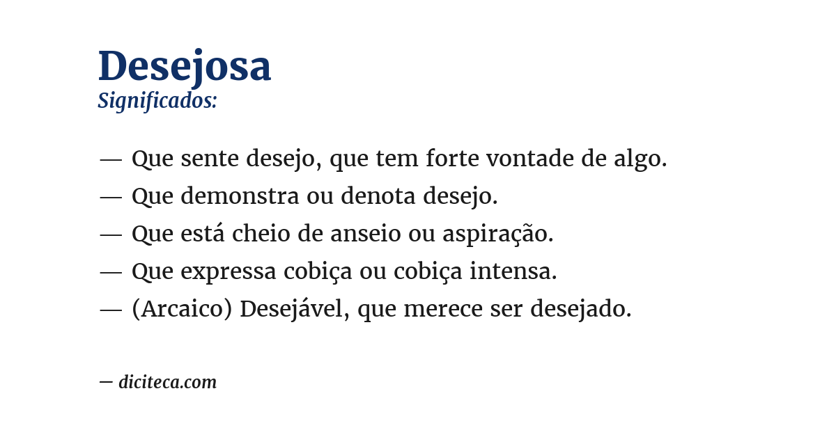Significado de desejosa
