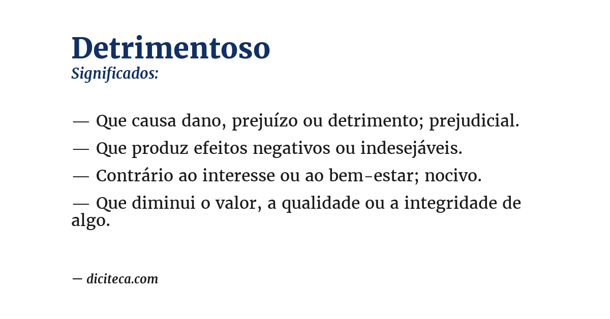 Significado de detrimentoso