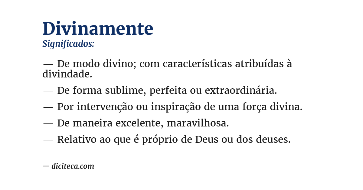 Significado de divinamente