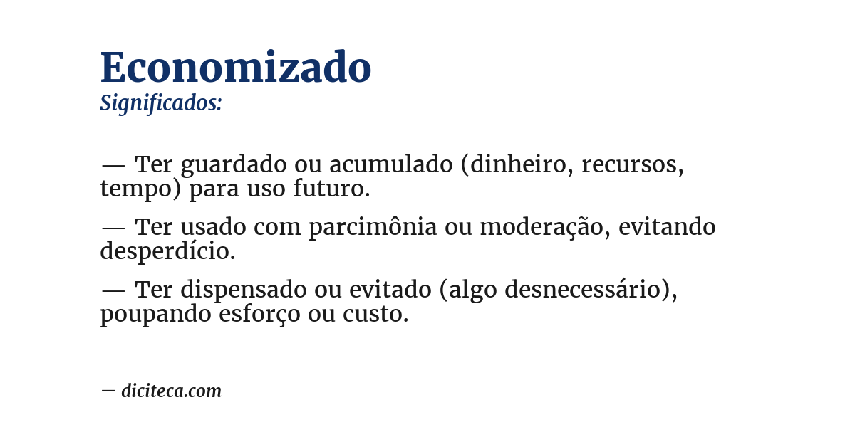 Significado de economizado