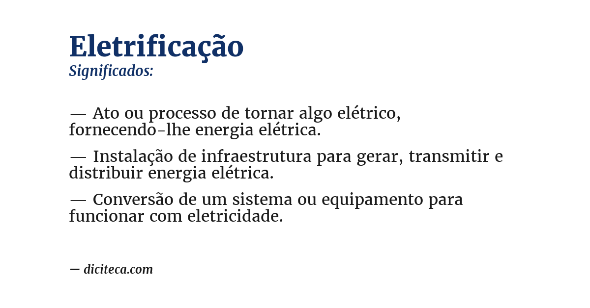 Significado de eletrificação