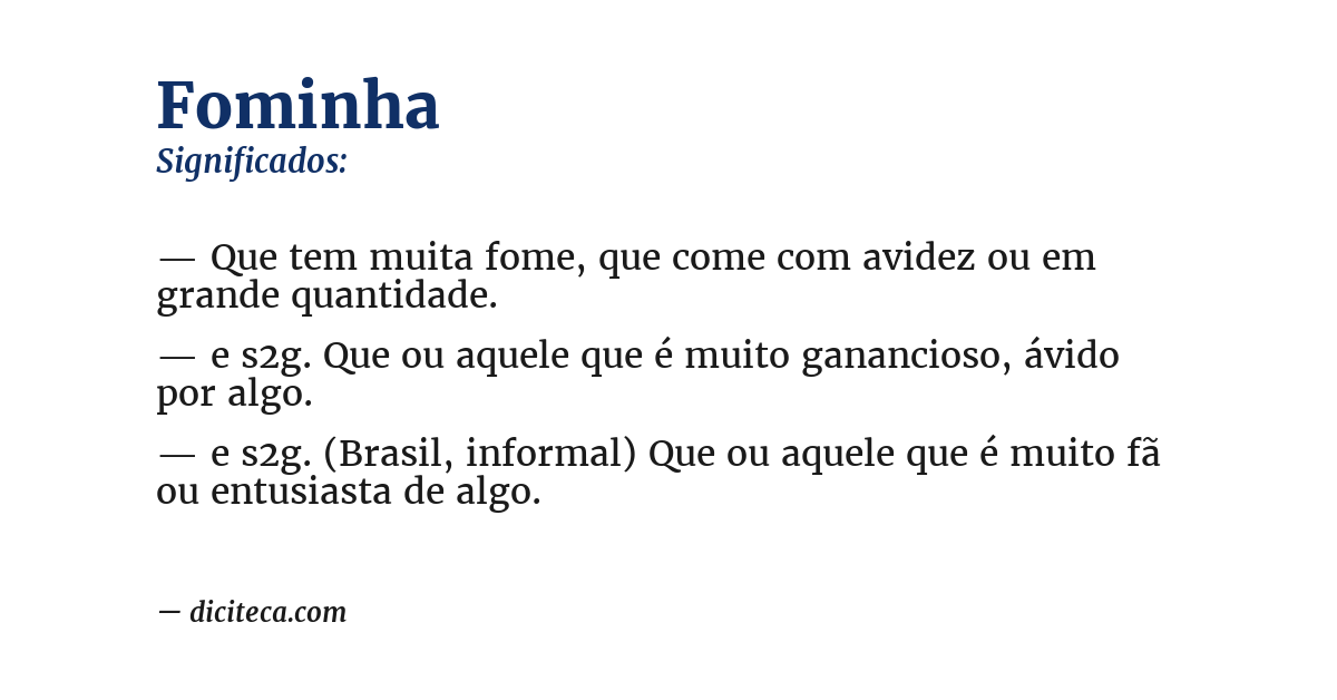 Significado de fominha
